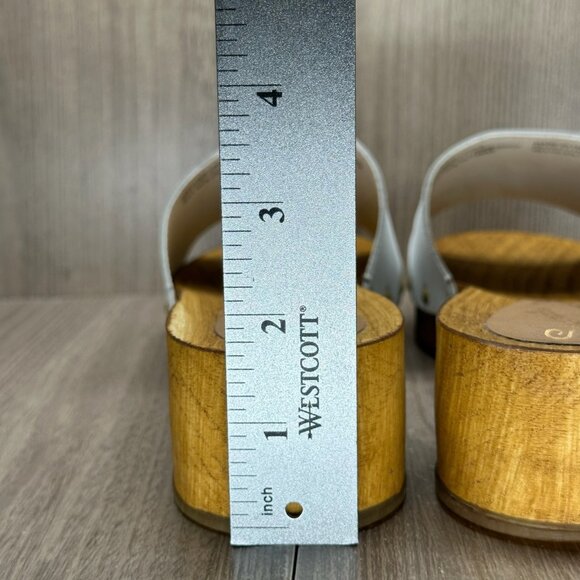 Seychelles Good Spirits Sandal Women 10 Slip On Wood Platform Clog Leather White - Picture 10 of 13